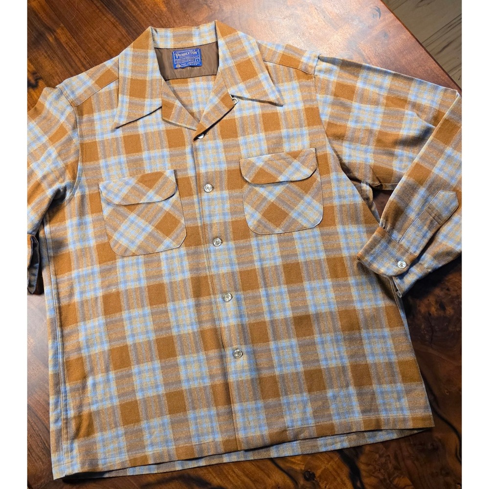 VINTAGE PENDLETON SHADOW PLAID BOARD LOOP COLLAR LIKE NEW 60's RARE COLLECTOR